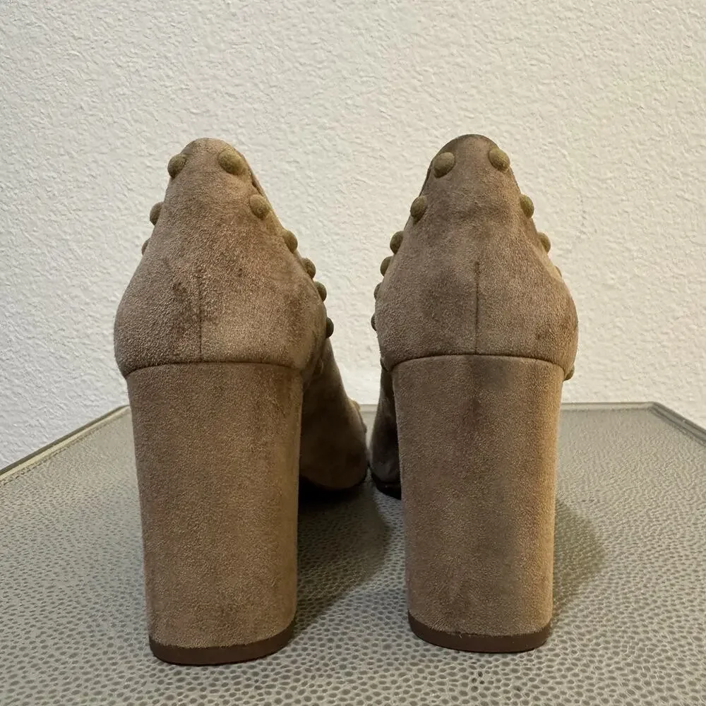Tory Burch Brown Tan Colt 85mm Soho Suede Pump Sz 8.5 M